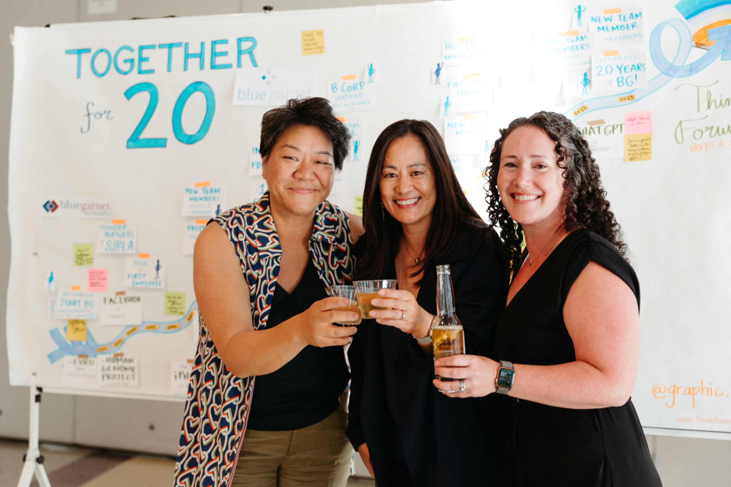 three women cheersing